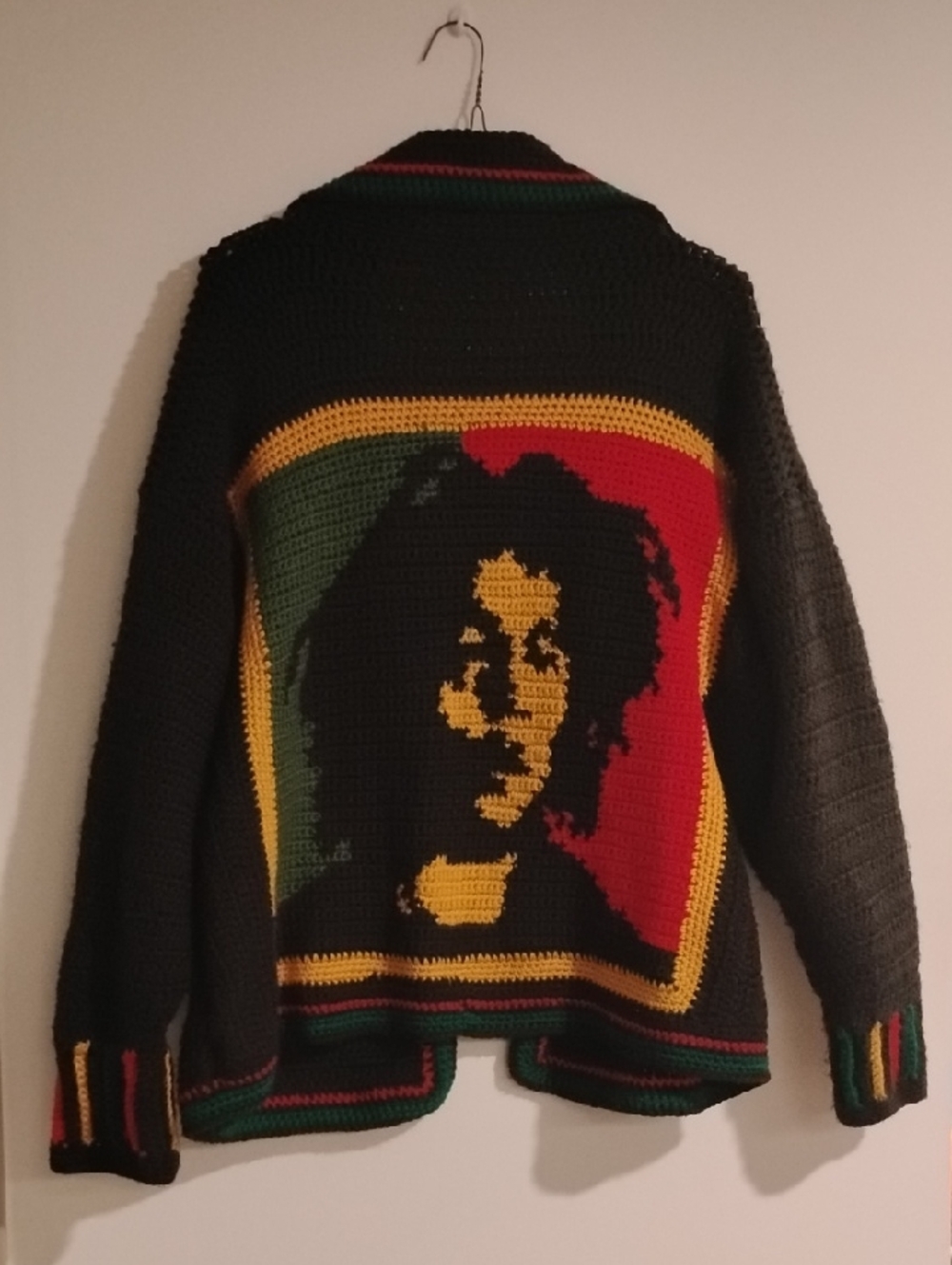 Black Rasta Portrait Crochet Jacket - Women